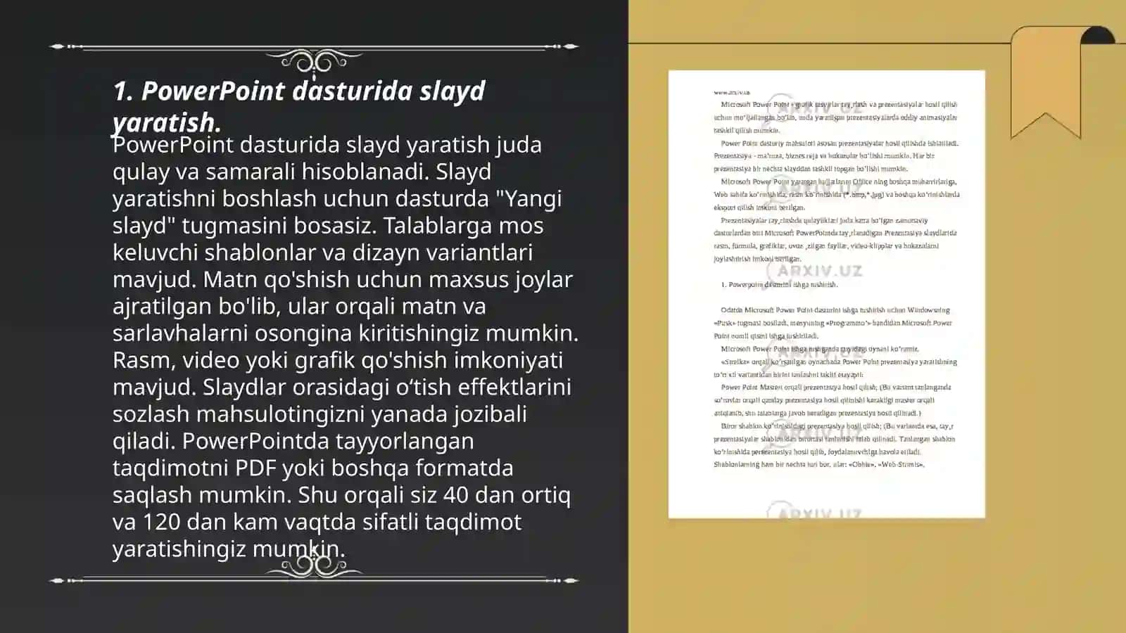 PowerPoint dasturida taqdimotlar yaratish usullari 3