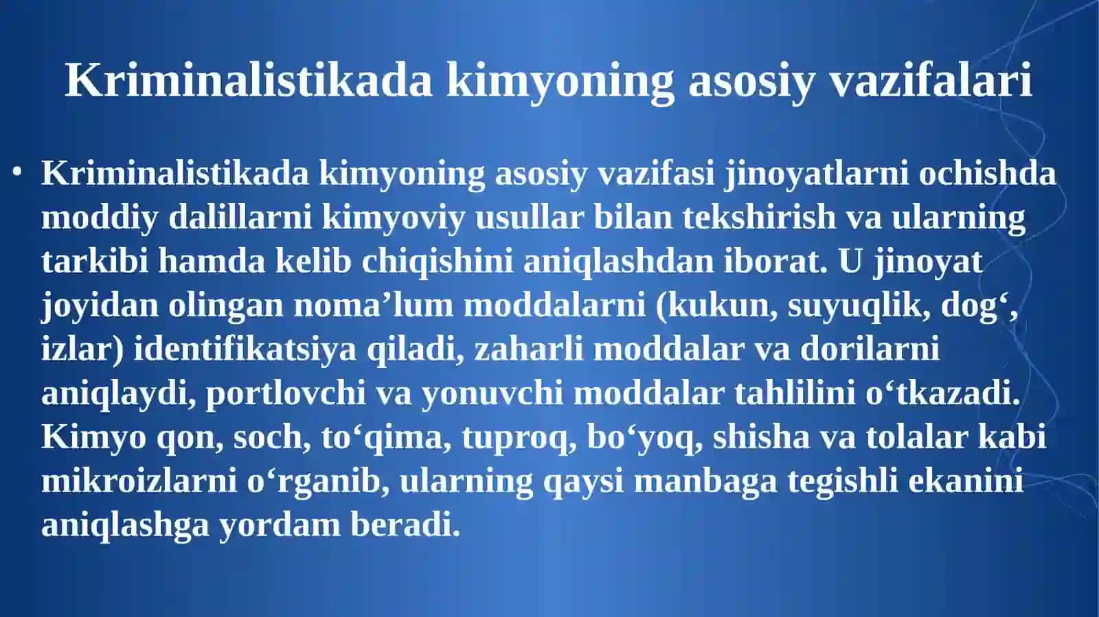 Kriminalistikada kimyoning o'rni. 3