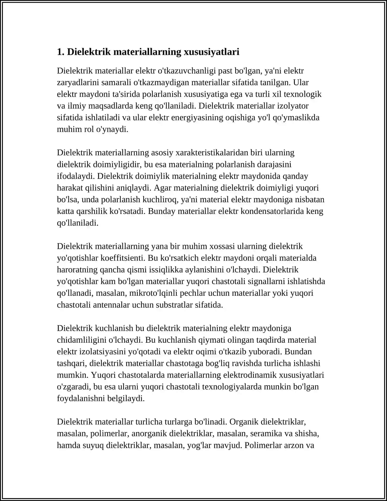 HARORAT VA NAMLIK MIQDORI O'ZGARISHIGA QARAB DIELEKTRIK ISROFNI ANIQLASH 3