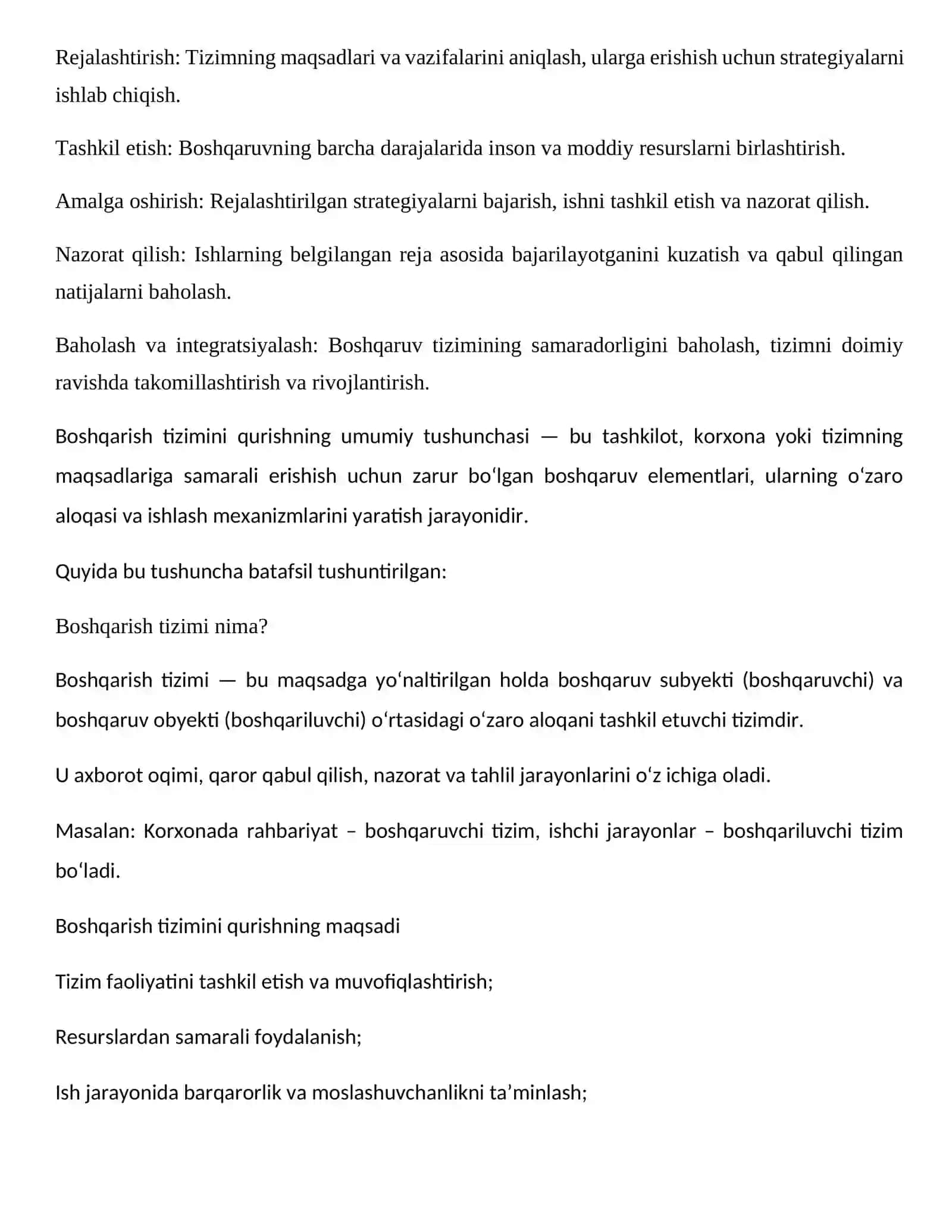 Boshqarish tizimini qurishning umumiy tushunchasi. 3