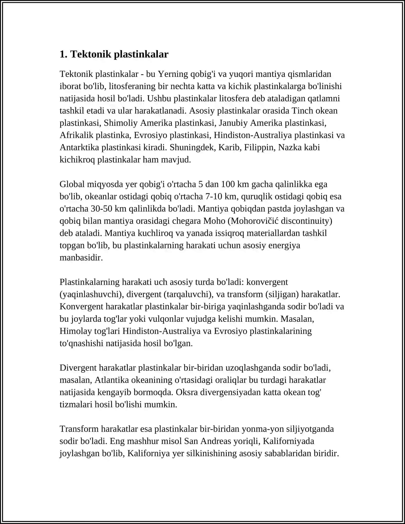 MUSTAQIL ISH Mavzu: GEOLOGIYA 3