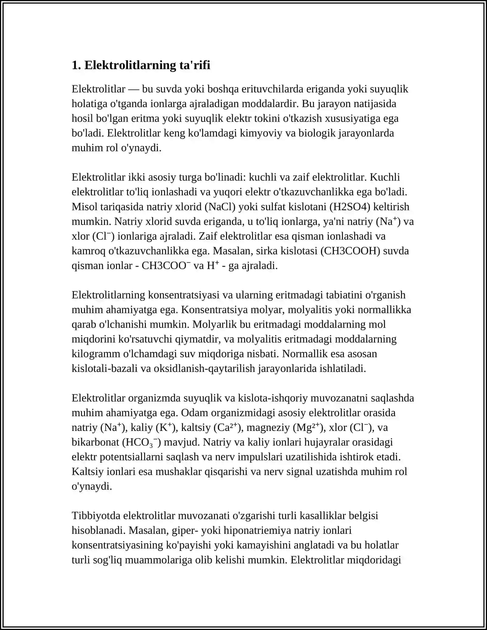 Elektrolitlarning ta'rifi 3