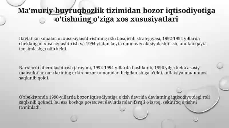 Mamuriy - buyruqbozlik tizimidan bozor iqtisodiyotiga otish xususiyatlari 3