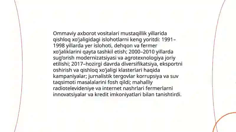 O‘zbekiston Respublikasida ommaviy axborot vositalarining faoliyati 3