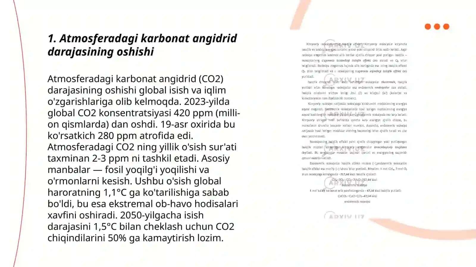 Atmosferadagi Issiqlik muvozanati oʻzgarishlarining sayyora iqlimiga taʼsiri. Parnik effekti 3