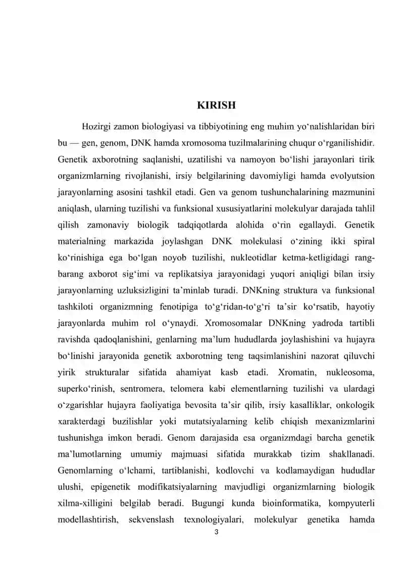 Gen va genom strukturalarini DNK va xromosoma modellari 3
