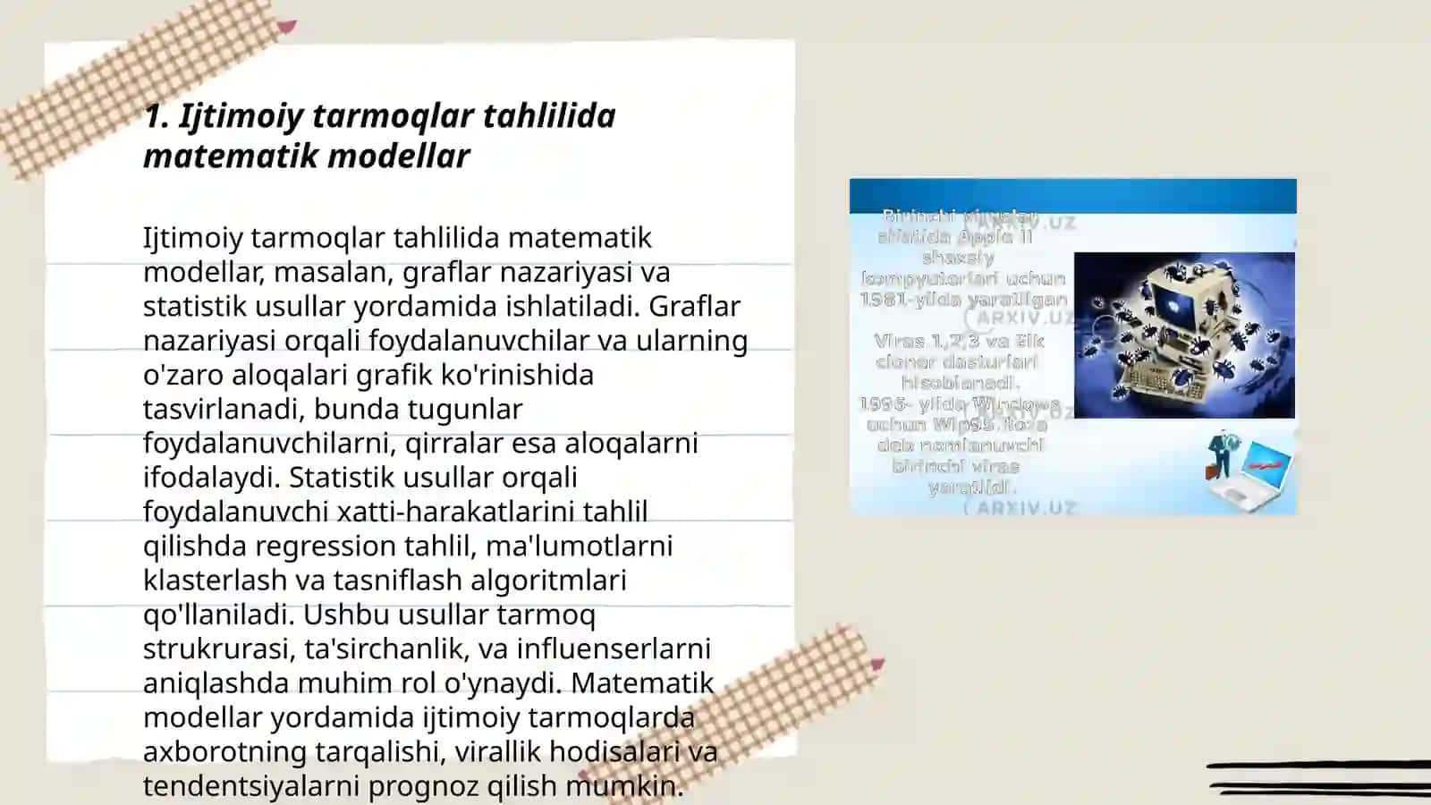 Ijtimoiy gumanitar sohada matematik va kompyuter modellaridan foydalanish 3