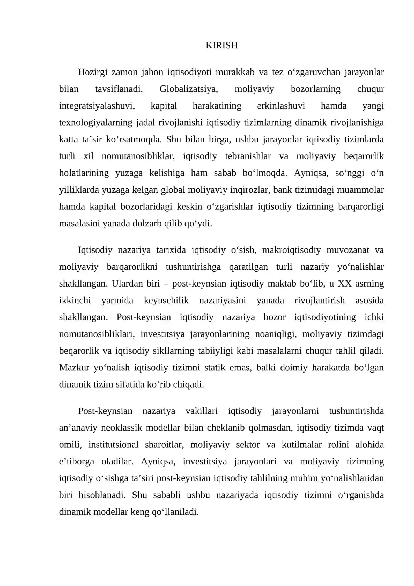 Post-keynsian dinamik modellar va moliyaviy beqarorlik 3
