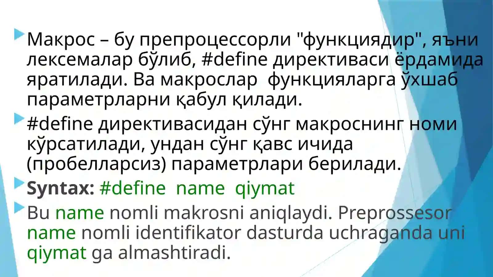 Макрослар ва символли ўзгармаслар 3