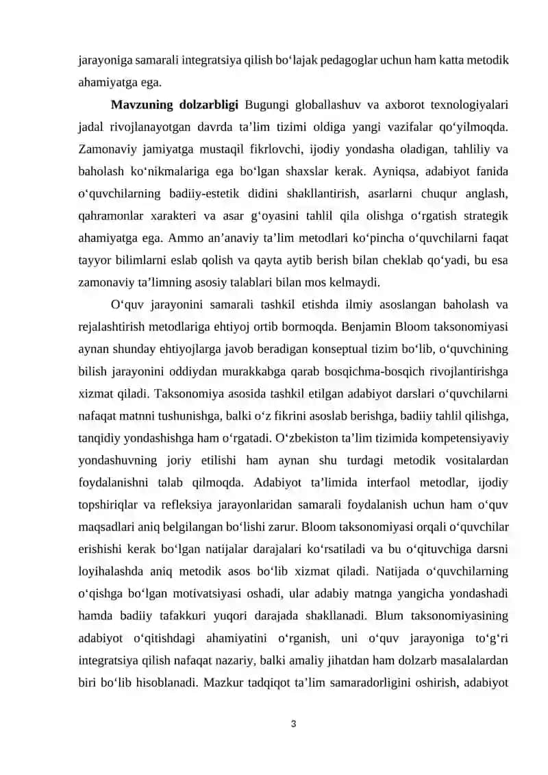 Blum taksonomiyasi va uning adabiyot o‘qitishdagi ahamiyati 3