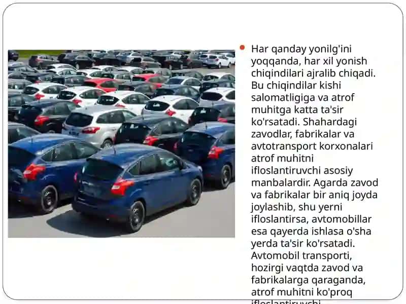 Avtomobiltransportiniatrofmuhitga,aholigavaishlovchilargame'yoriyta'minlash 3