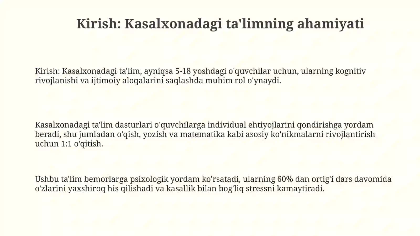Qon va limfa oʻsmalari ogʻrigan oʻquvchilar bilan gospital taʼlim 3