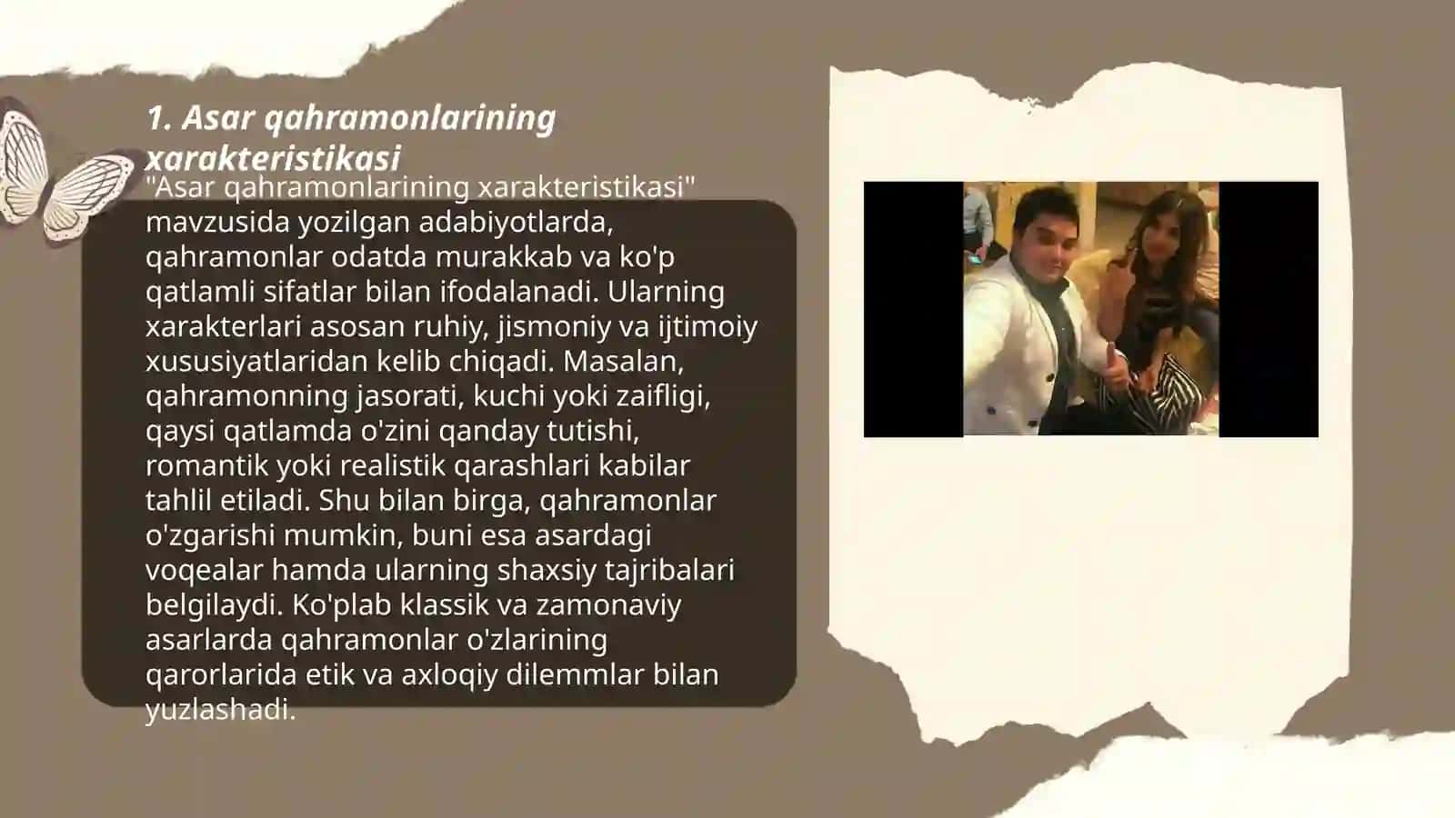 Asar qahramonlarining xarakteristikasi 3