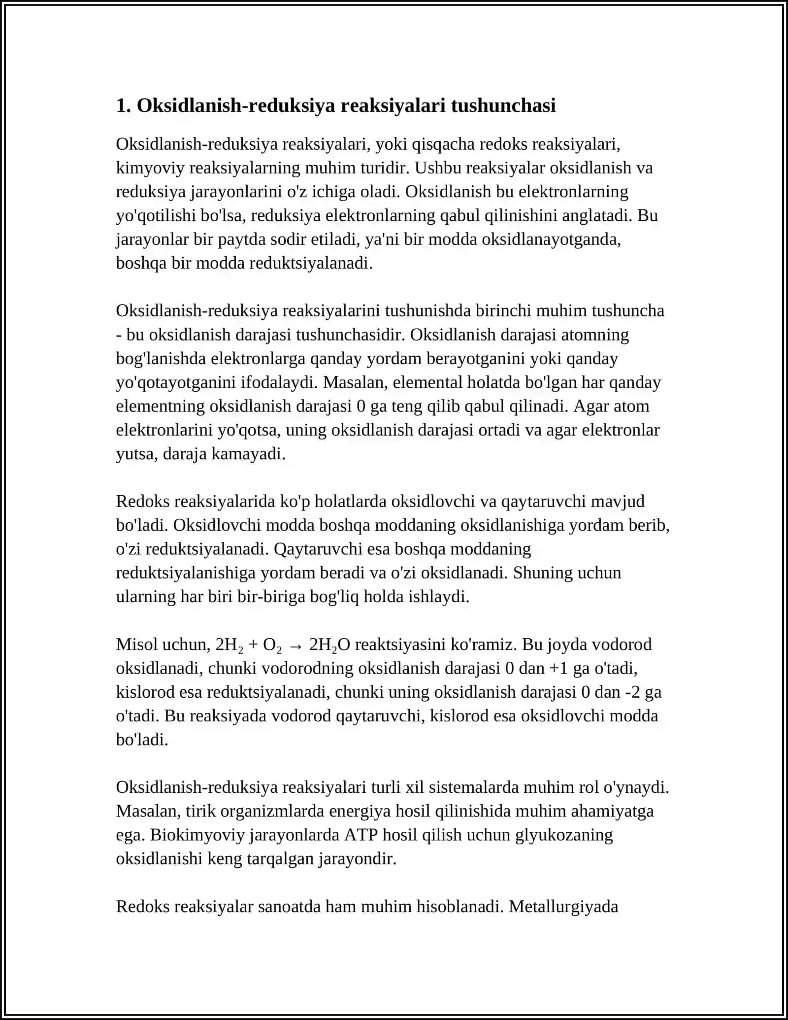 OKSIDLANISH QAYTARILISH REAKSIYALARIDA MODDALARNING EKVIVALENT OG’IRLIKLARINI ANIQLASH 3