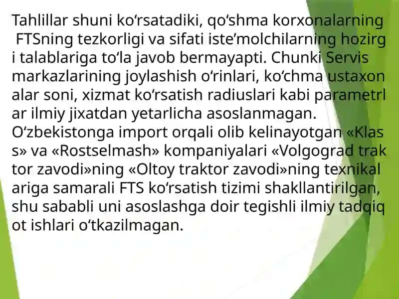 Mashinalar texnik xizmat ko‘rsatishni tashkillashtirish asoslari 3
