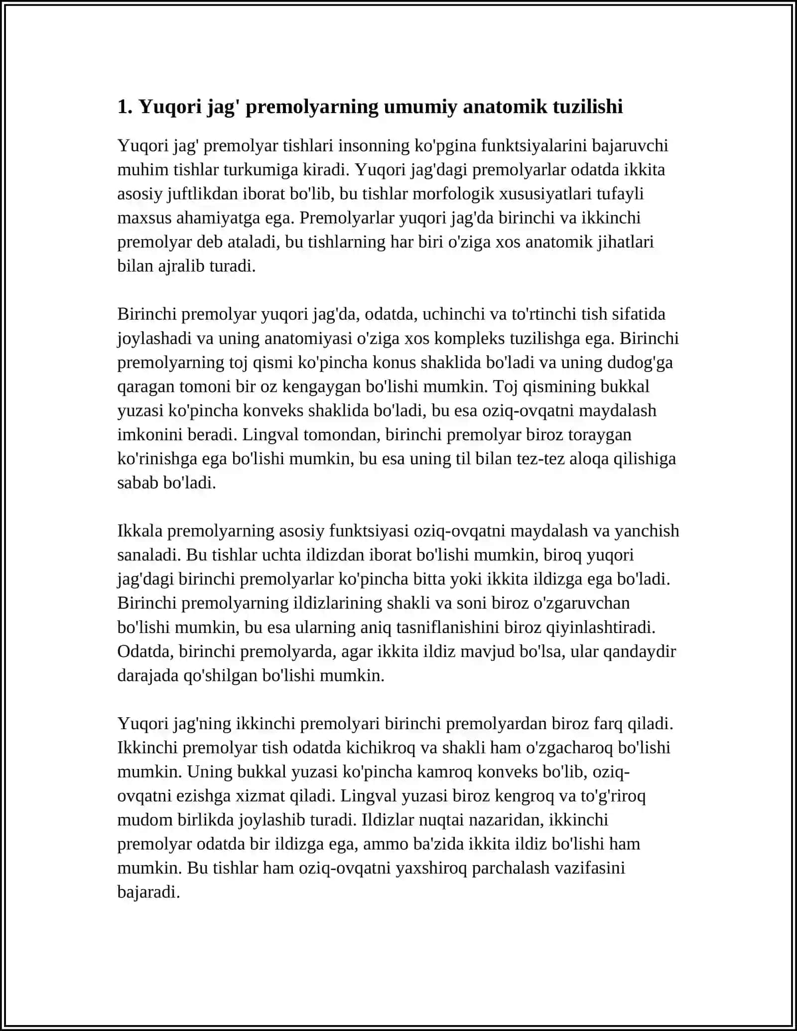 Yuqori jag' premolyar tuzilishi 3
