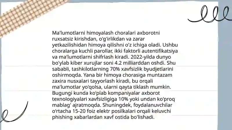 Ma'lumotlarni himoyalash choralari 3