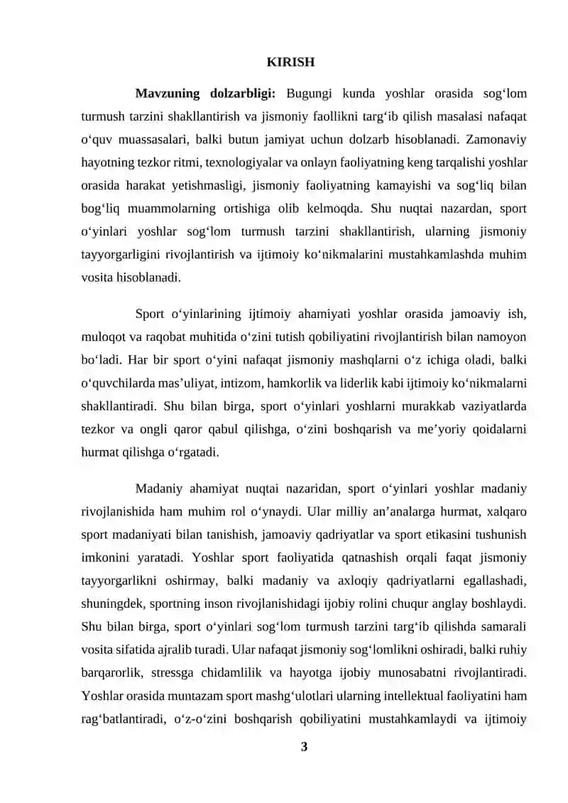 Sport o'yinlarining ijtimoiy va madaniy ahamiyati: yoshlar sog'lom turmushi va sport madaniyati 3