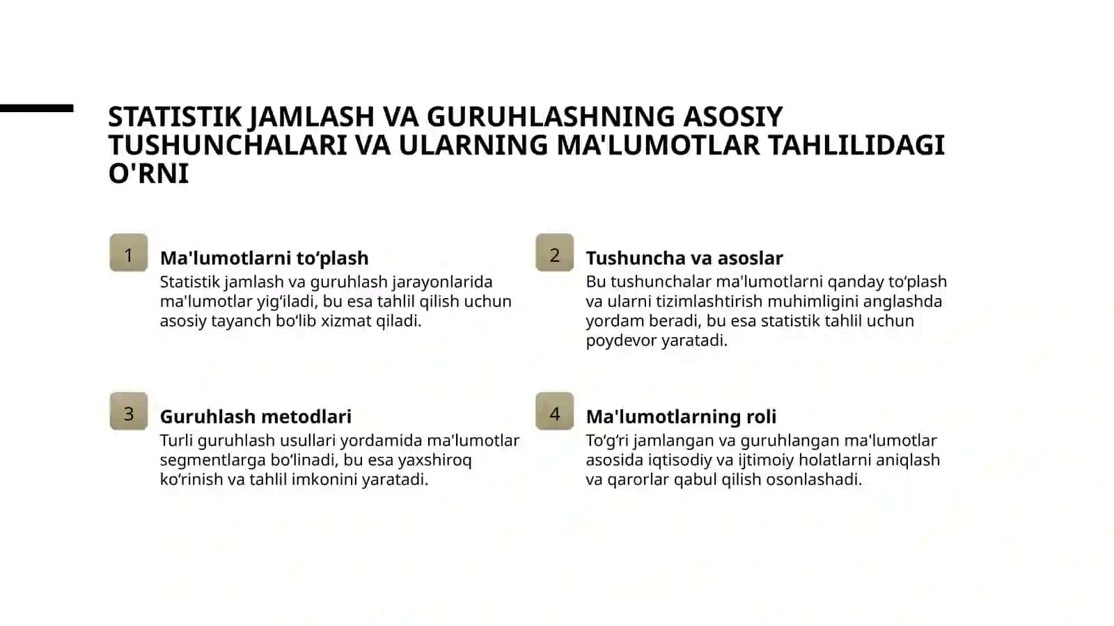 Statistik jamlash va guruhlash 3