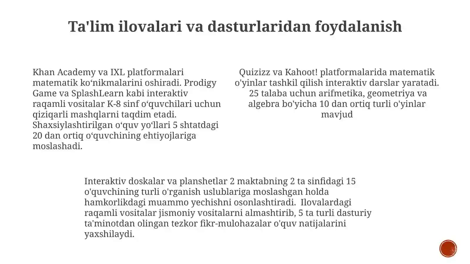 Interaktiv varaqalardan foydalanib matematik o'yinlarni tashkil etish 3