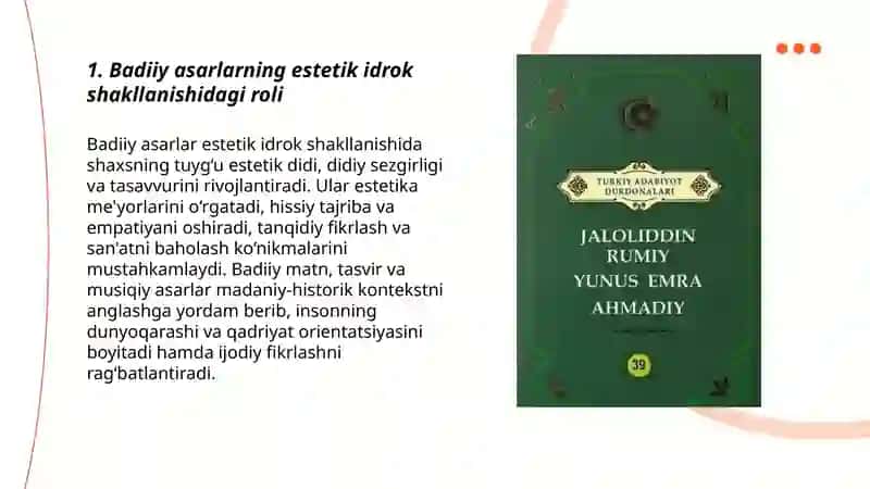 Badiiy asarlarning estetik idrok shakllanishi 3