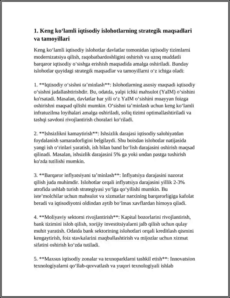 OʻZBEKISTON RESPUBLIKASI PREZIDENTI SHAVKAT MIRZIYOYEVNING KENG KOʻLAMLI IQTISODIY ISLOHOTLARI VA UNING MAZMUNI 3