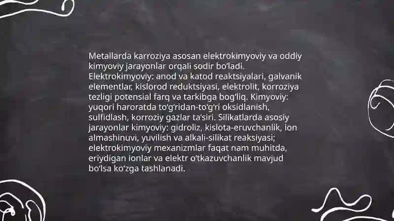 Metal va silikat materiallarda karroziya jarayonlarini solishtirish 3