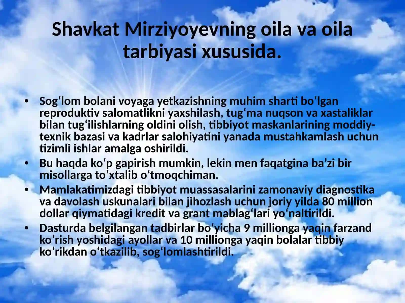 O`ZBEKISTON RESPUBLIKASI PREZIDENTINING OILA VA OILA TARBIYASI TO`G`RISIDAGI FIKRLARI VA ASRLARINI O`RGANISH 3