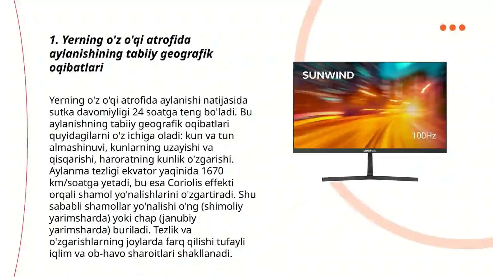 Yerning o'z o'qi atrofida aylanishining geografik oqibatlari 3