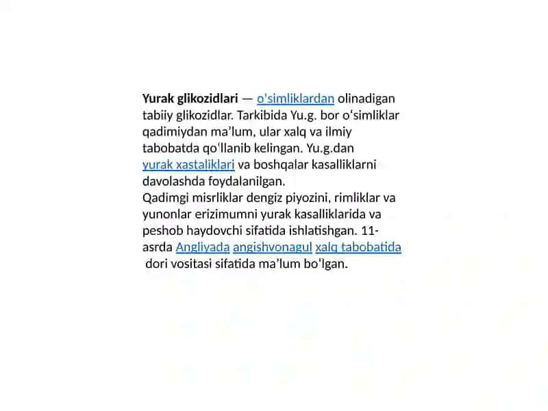 YURAK GILLIKOZIDLARINING KIMYOVIY TUZULISHI  VA AHAMIYATI 3