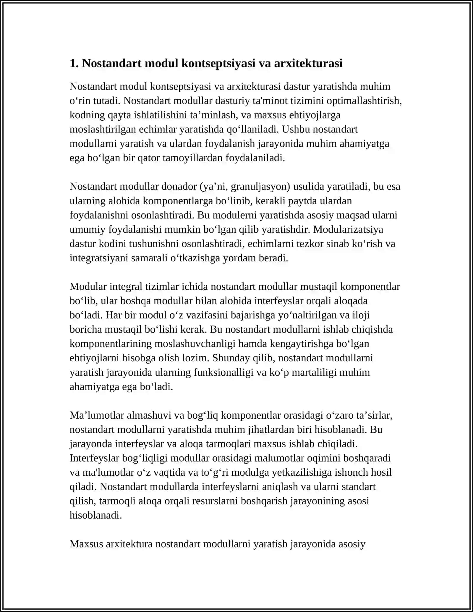NOSTANDART MODULLARNI YARATISH VA ULARNI DASTURDA QO‘LLASH 3
