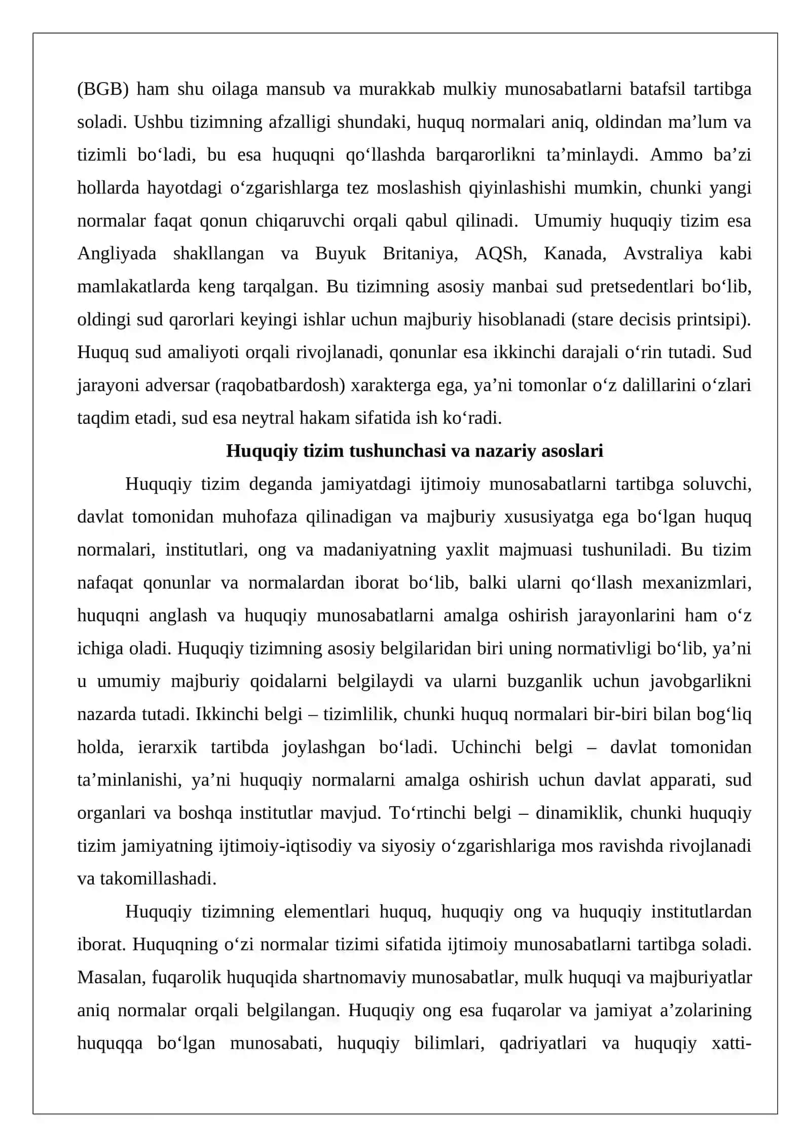 Hozirgi zamonning asosiy huquqiy tizimlari tushunchasi va tasnifi 3