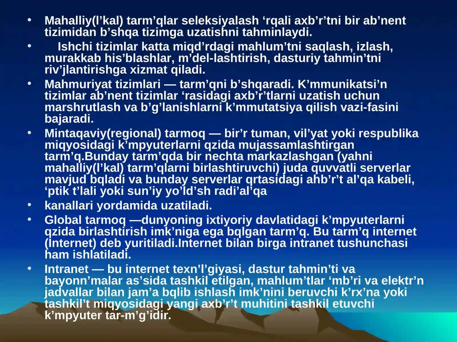 Internet tarmog’i. Lokal va global tarmoqlar 3