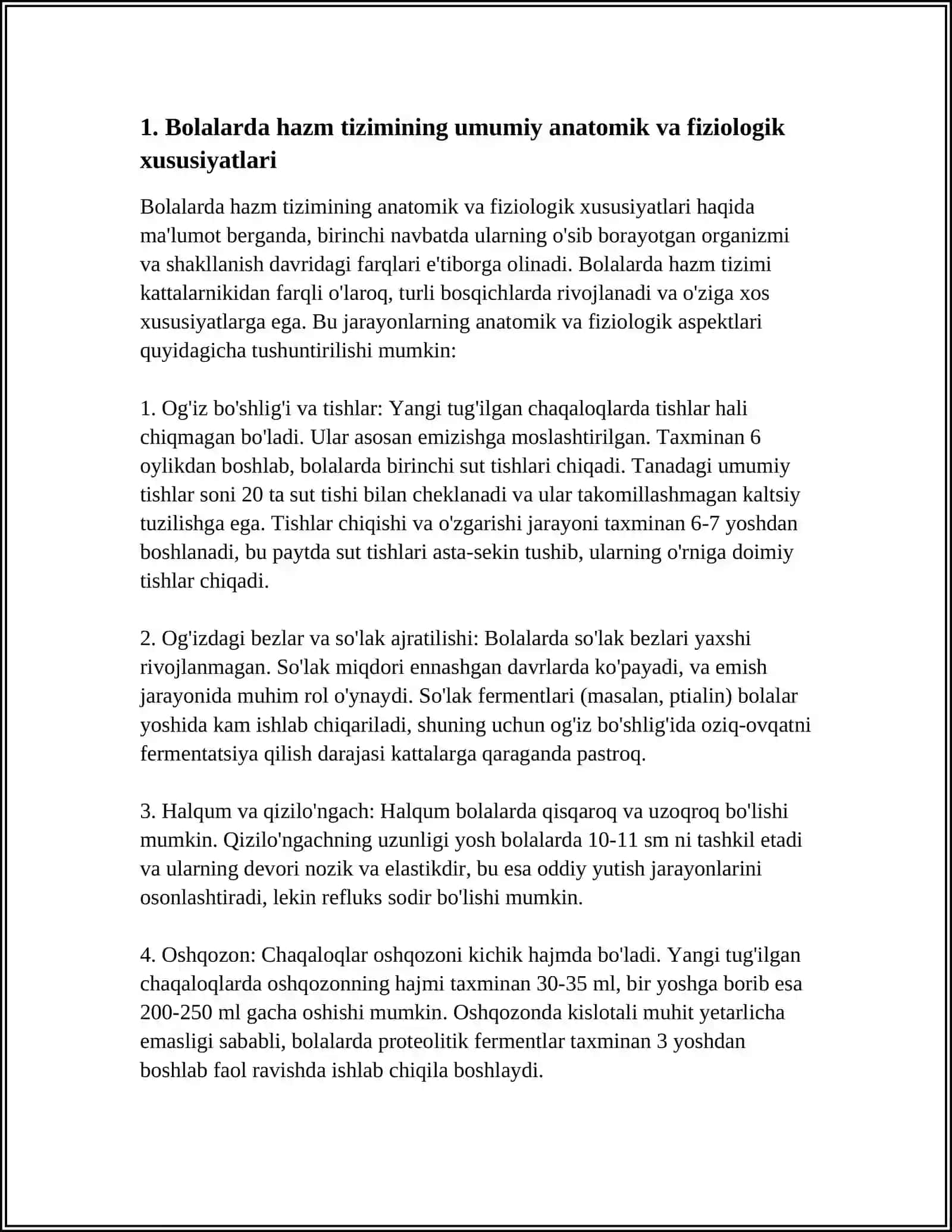 BOLALARDA HAZM TIZIMINING ANATOMIK-FIZIOLOGIK XUSUSIYATLARI 3
