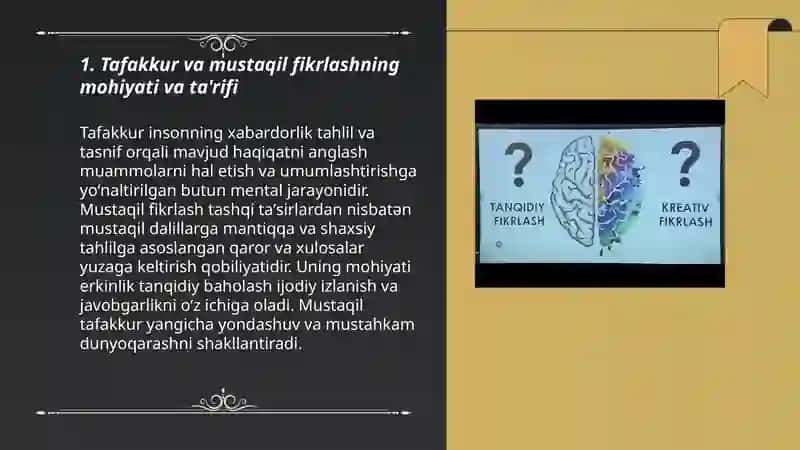 Tafakkur va mustaqil fikrlashning mohiyati va ta'rifi 3