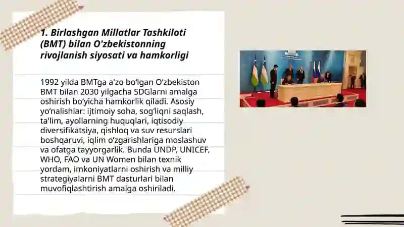 O'zbekistonning xalqaro tashkilotlar bilan hamkorlik aloqalari Ne'matjonova Muslimabonu 3
