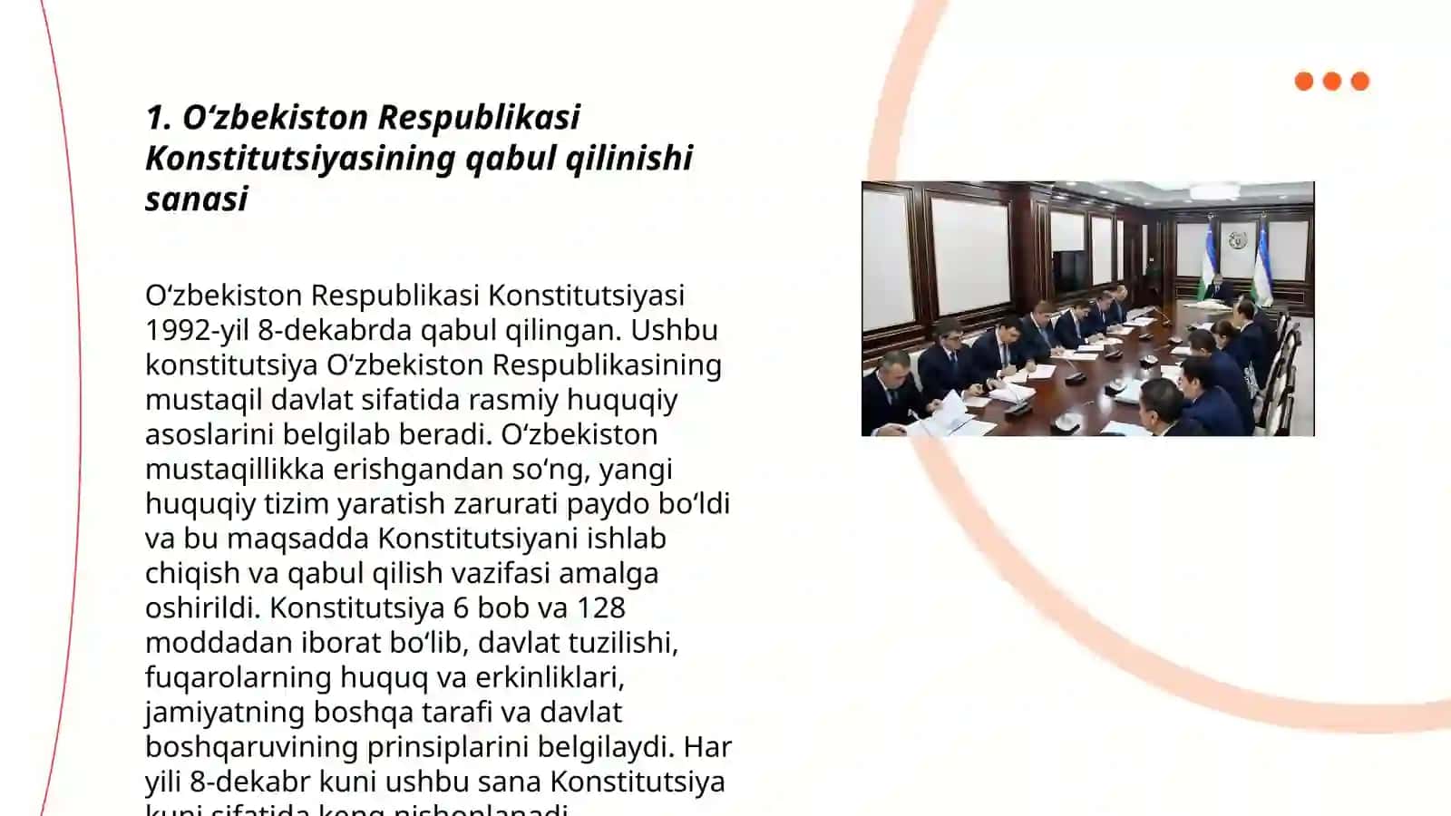 Oʻzbekiston Respublikasi Konstitutsiyasining qabul qilinishi va uning tarixiy ahamiyati 3