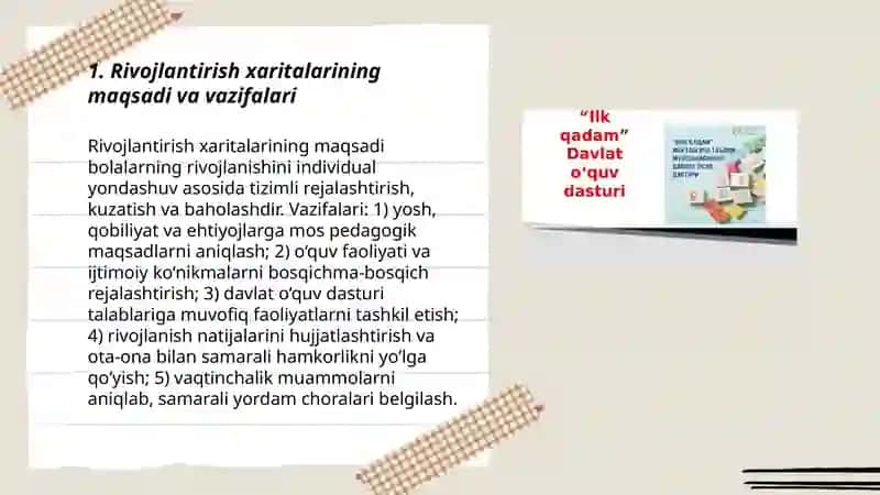 Ilk qadam davlat o‘quv dasturi asosida bolalarni rivojlantirish xaritalarining yuritilishi 3