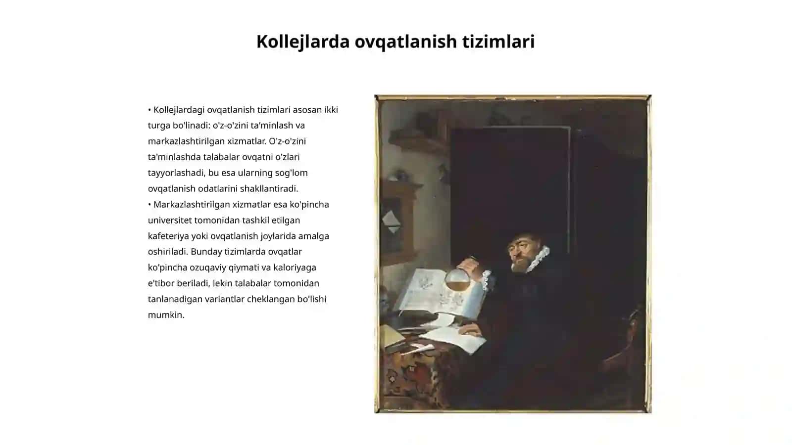 Kollejlarda ovqatlanishni tahlil qilish 3