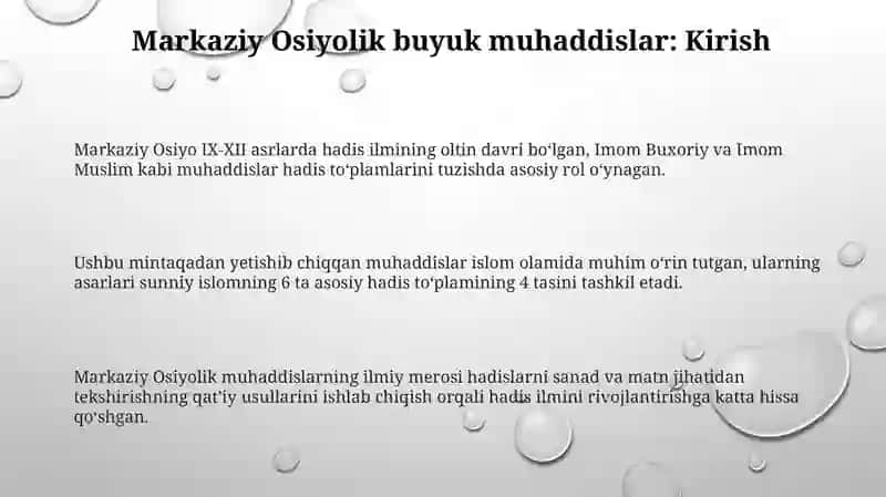 Markaziy Osiyolik buyuk hadisshunos olimlar va ularning madaniyatga qoʻshgan xissasi 3