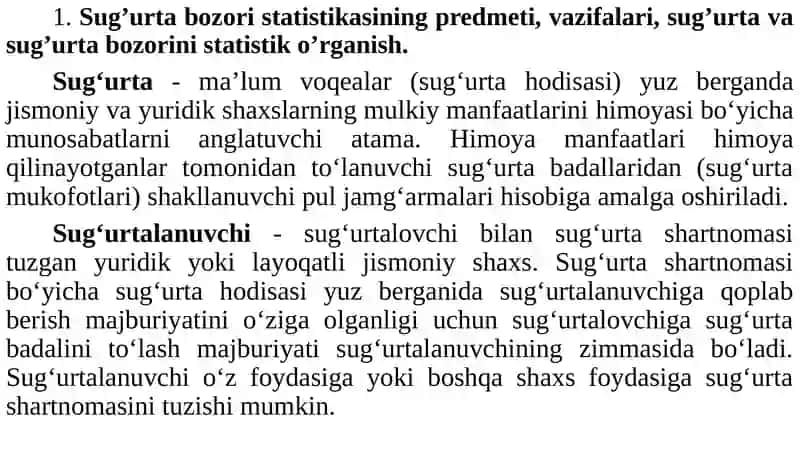 Sug’urta bozorini statistik o’rganish 3