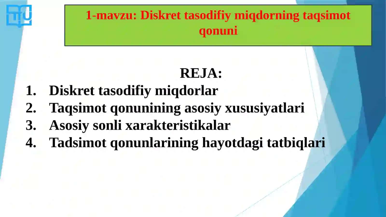 Ehtimollarnazariyasi va matematik statistika 3