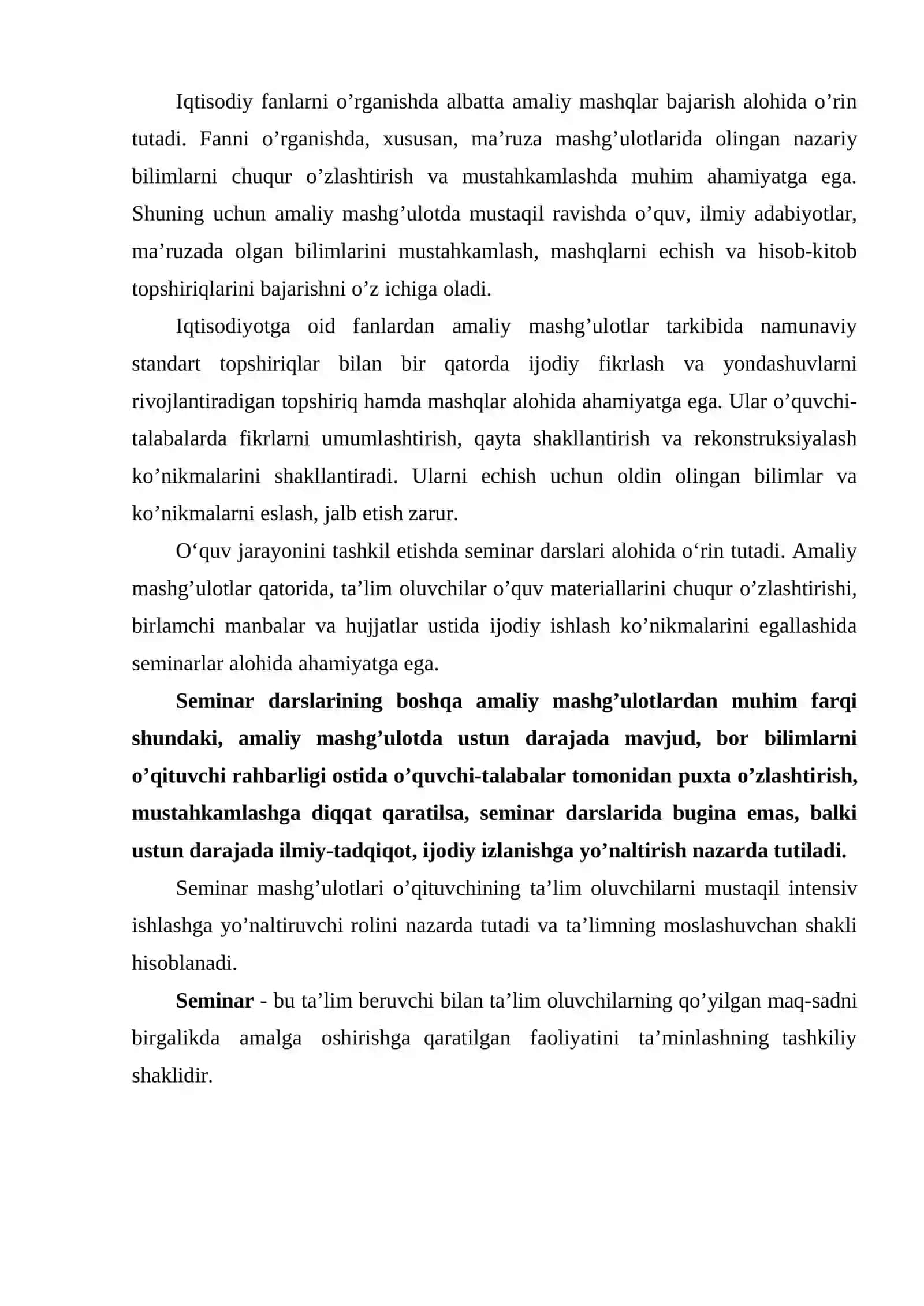 Semenar va amaliy mashg'ulotlarga tayorgarlik ko'rish va uy ishlarini bajarish 3