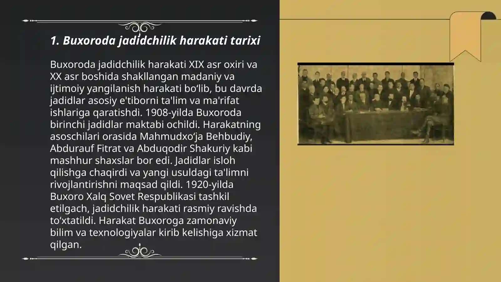 Buxorada jadidchilik harakatlari va jadidlarning amalga oshirgan isle'hotlari 3