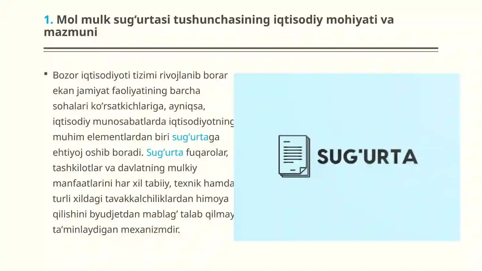 MAVZU: MULKIY SUG‘URTA 3