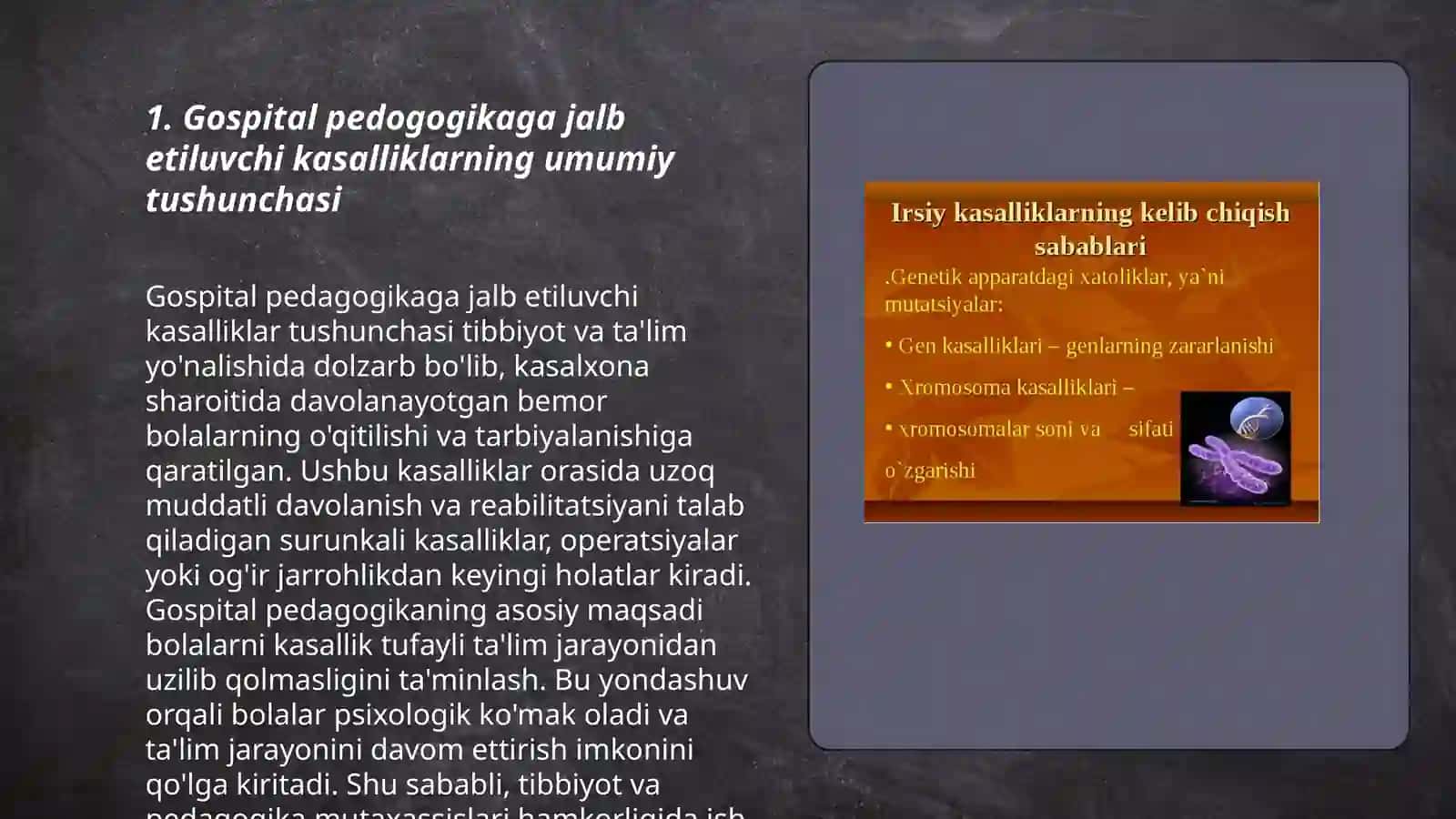 Gospital pedagogikaga jalb etiluvchi kasalliklarning klinikasi, davolash bosqichlari alohida hususiyatlari va pragnozi 3