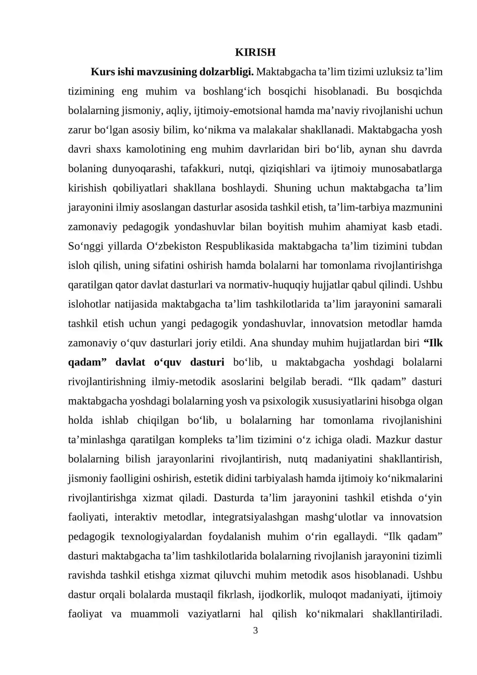 ILK QADAM DASTURI BILAN TANISHISH HAMDA MAKTABGACHA TA’LIM TASHKILOTIDAGI O‘RNI 3