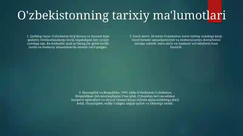 Mustaqil O'Zbekiston Respublikasining Tashkil Topishi Va Tarixiy Ahamiyati 3