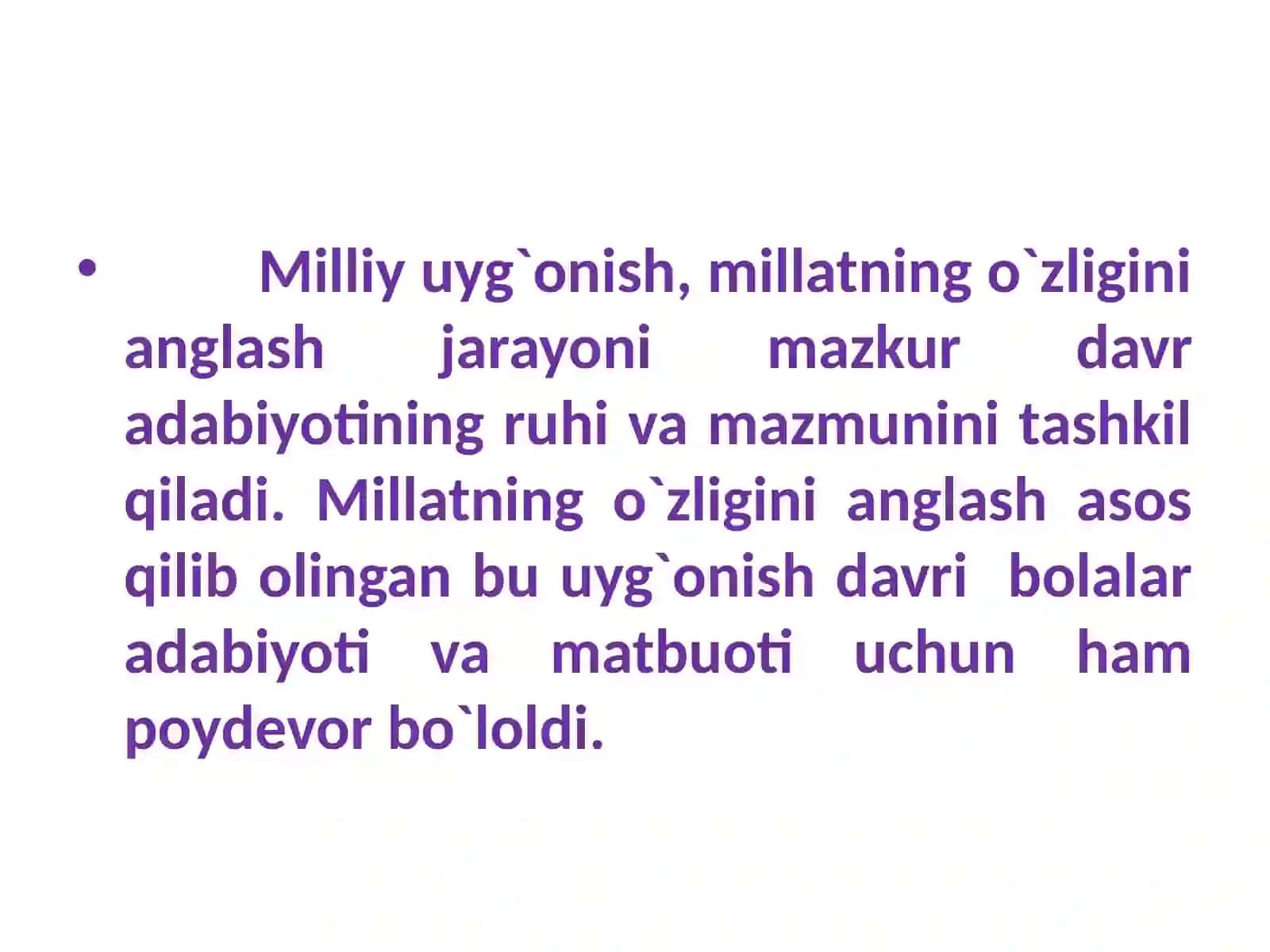 O‘zbek bolalar adabiyotining vujudga kelishi va uning ijodkorlari faoliyati 3