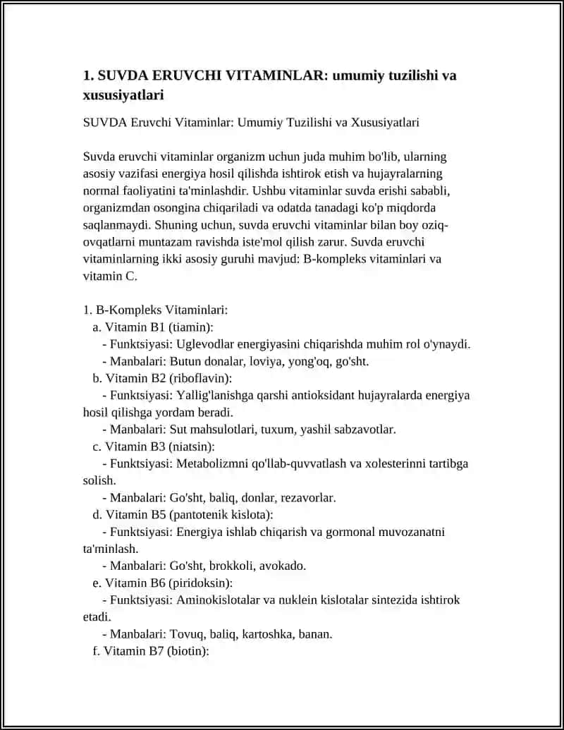 SUVDA ERUVCHI VITAMINLAR.TUZILISHI VA FUNKSIYALARI,ANTIVITAMINLAR 3